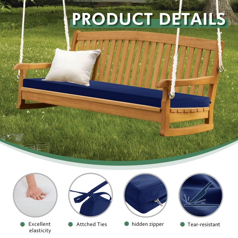 Summsun Outdoor Bench Cushion: Waterproof and Fade Resistant Patio Furniture Cushions - Non-Slip Bench Pad Cushion with Removable Cover for Garden Swing Porch Sofa Settee  42 x 18 Inch  Navy Blue - Image 4